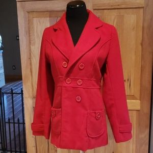 Juniors Size Medium Peacoat Red